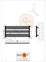 MERT Austausch Badheizkörper schwarz gerade, 1200*550 mm, Anschluss an der Seite 500 mm