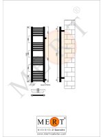 MERT Austausch Badheizkörper weiß gerade, 300*1200 mm, Anschluss an der Seite 900 mm