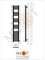 MERT Austausch Badheizkörper weiß gerade, 300*1800 mm, Anschluss an der Seite 900 mm