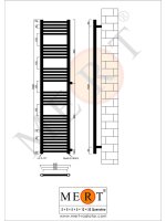 MERT Austausch Badheizkörper weiß gerade, 400*1800 mm, Anschluss an der Seite 900 mm