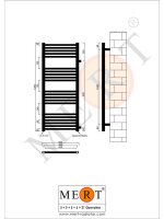 MERT Austausch Badheizkörper schwarz gerade, 500*1200 mm, Anschluss an der Seite 900 mm