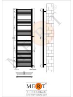 MERT Austausch Badheizkörper weiß gerade, 500*1800 mm, Anschluss an der Seite 900 mm