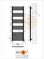 MERT Austausch Badheizkörper schwarz gerade, 600*1750 mm, Anschluss an der Seite 900 mm
