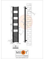 MERT Austausch Badheizkörper weiß gerade, 300*1800 mm, versetzter Mittelanschluss links oder rechts unten
