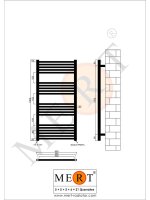 MERT Austausch Badheizkörper Chrom gerade, 600*1200 mm, Standard re/li Anschluss 
(KEIN Mittelanschluss)
