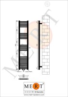 MERT Badheizkörper weiß gerade, 300*1500 mm, Mittelanschluss