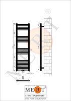 MERT Badheizkörper weiß gerade, 400*1400 mm, Mittelanschluss