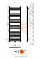 MERT Badheizkörper schwarz gerade, 600*1800 mm, Mittelanschluss