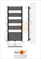 MERT Badheizkörper weiß gerade, 750*1750 mm, Mittelanschluss