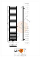 MERT Badheizkörper weiß gebogen, 400*1800 mm, Mittelanschluss