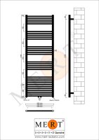 MERT Elektro-Badheizkörper weiß, gerade, 600*1750 mm, befüllt.